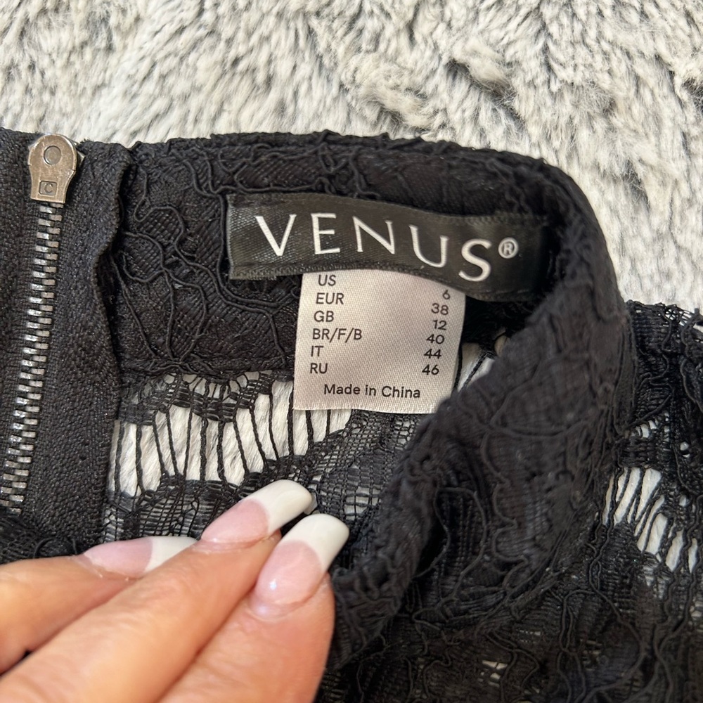 VENUS Black Lace High-Neck Bell-Sleeve Blouse - Picture 10 of 10